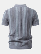 Gestreiftes strukturiertes Strick-Polo mit Slim Fit tapered Hose