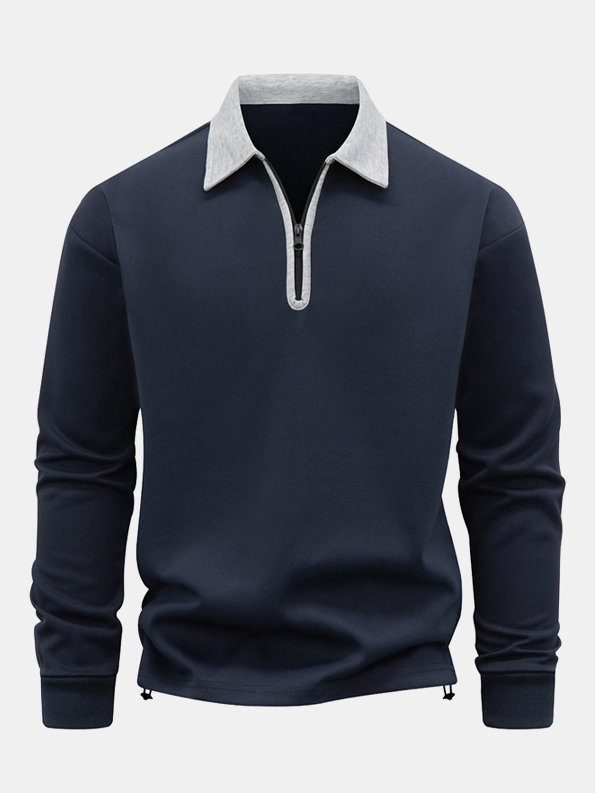 Kontraststreifen-Polo-Kragen-Sweatshirt