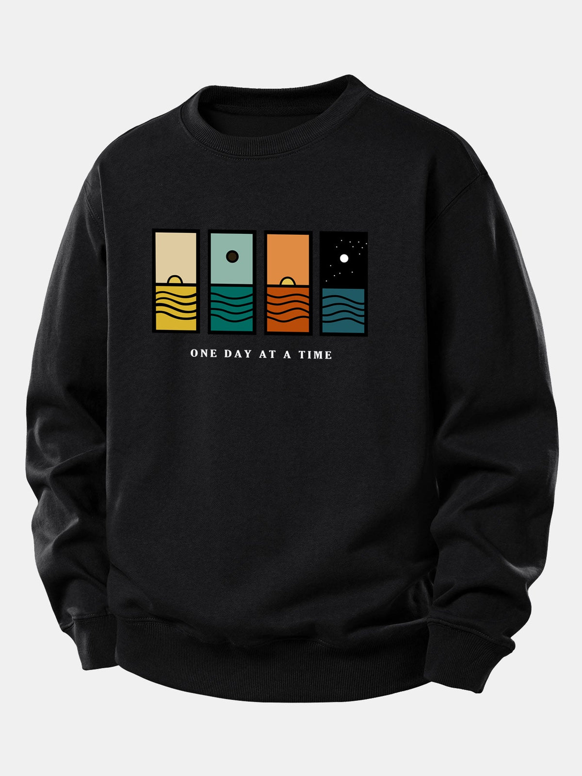 Relaxed-Fit Sweatshirt with 'One Day At A Time' Print