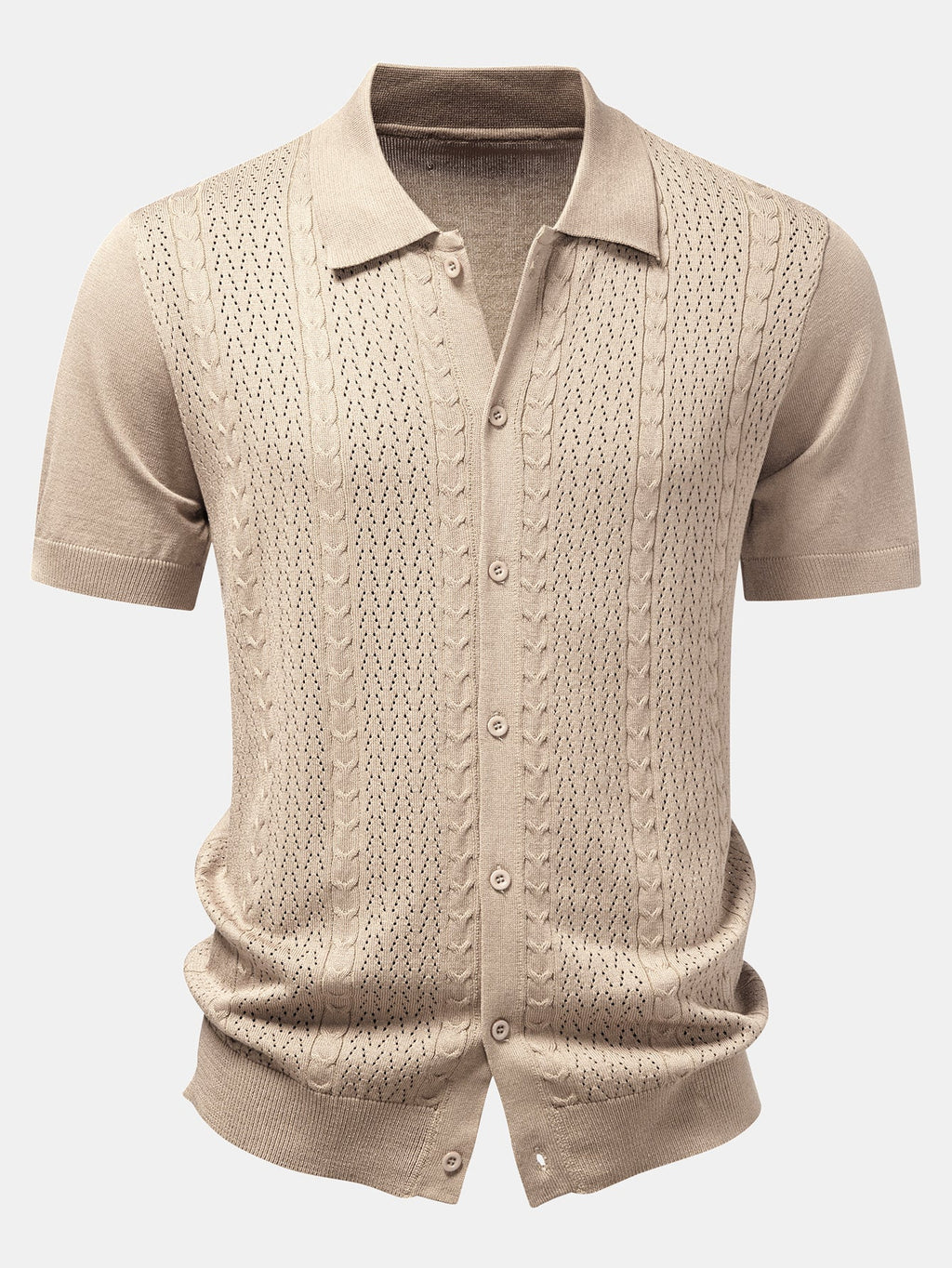 Gestreifte Jacquard-Strickjacke mit Knöpfen und kurze Hosen mit Rüschendetails und 5-Zoll-Kordelzug