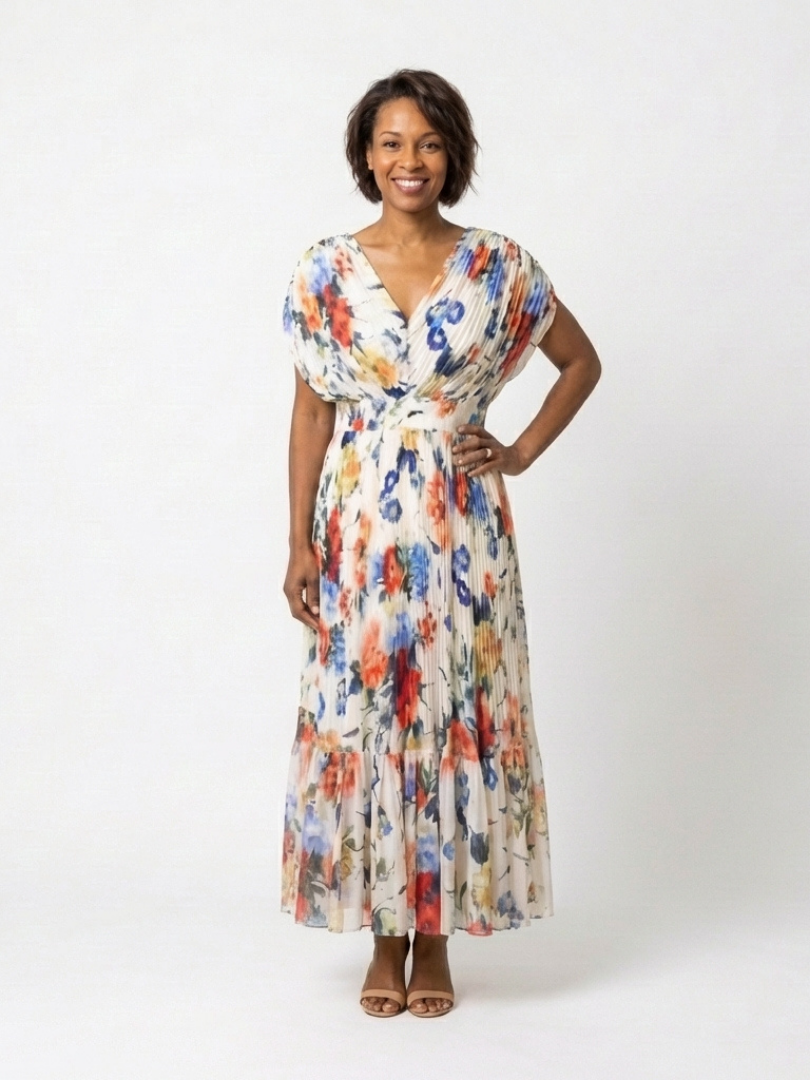 Savannah | Floral Pleated Midi Dress