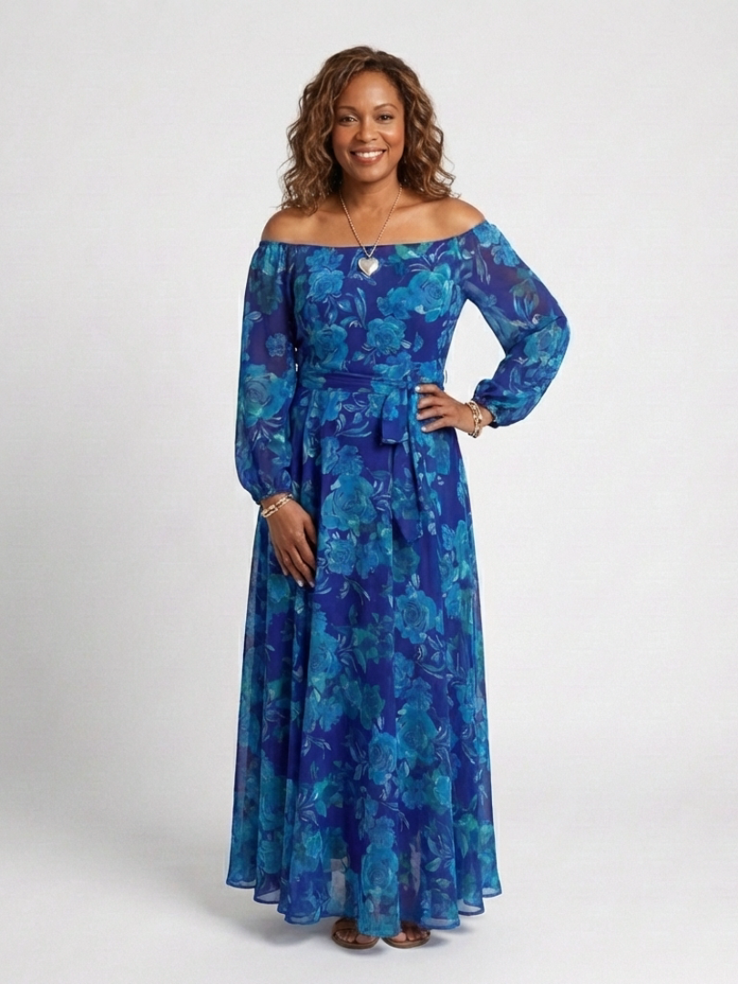 Aspen | Floral Maxi Dress with Off-Shoulder Design
