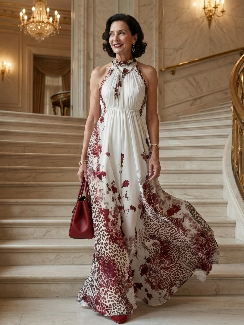 Orlune | Weißes Falten-Maxikleid