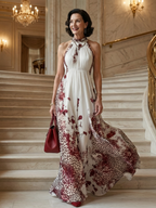 Orlune | Weißes Falten-Maxikleid