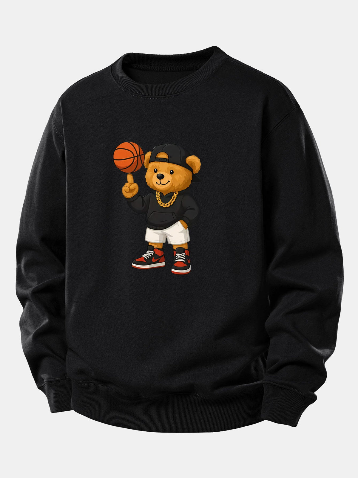 Bequemes Sweatshirt mit Basketball-Bären-Motiv