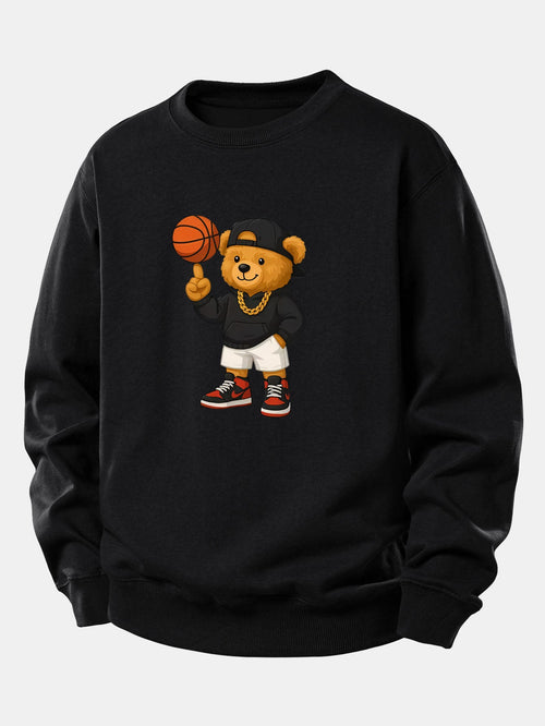 Bequemes Sweatshirt mit Basketball-Bären-Motiv
