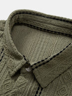 Geometrisches Jacquardhemd mit Knöpfen und Kurzshorts mit Kordelzug und gekreuzter Textur, 5"