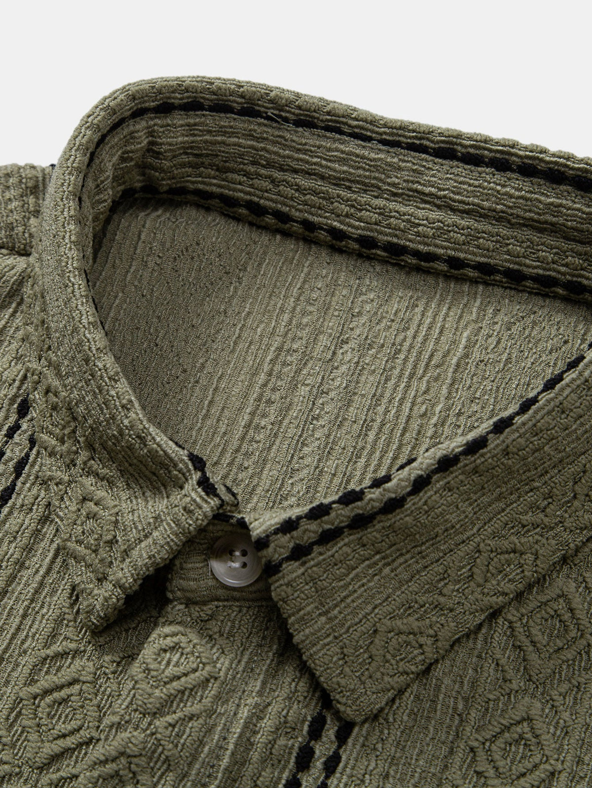 Geometrisches Jacquardhemd mit Knöpfen und Kurzshorts mit Kordelzug und gekreuzter Textur, 5"