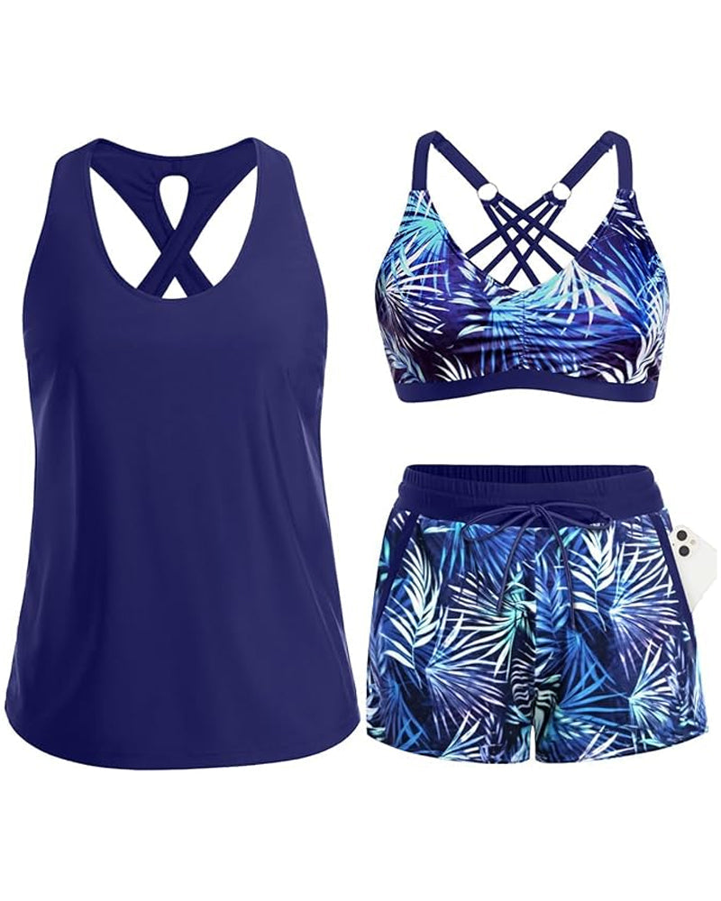 Crisscross Ärmelloses Top mit Bedeckung + Bedruckte Hose mit Kordeldruck