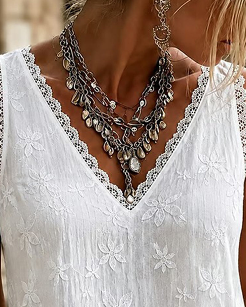 Marjet | V-Neck Lace Tank Top