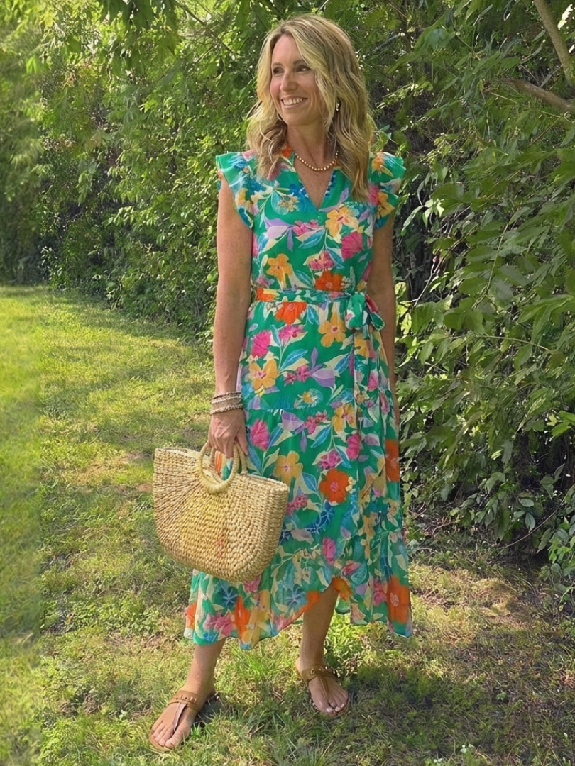 Lila | Elegantes Midi-Blumenkleid