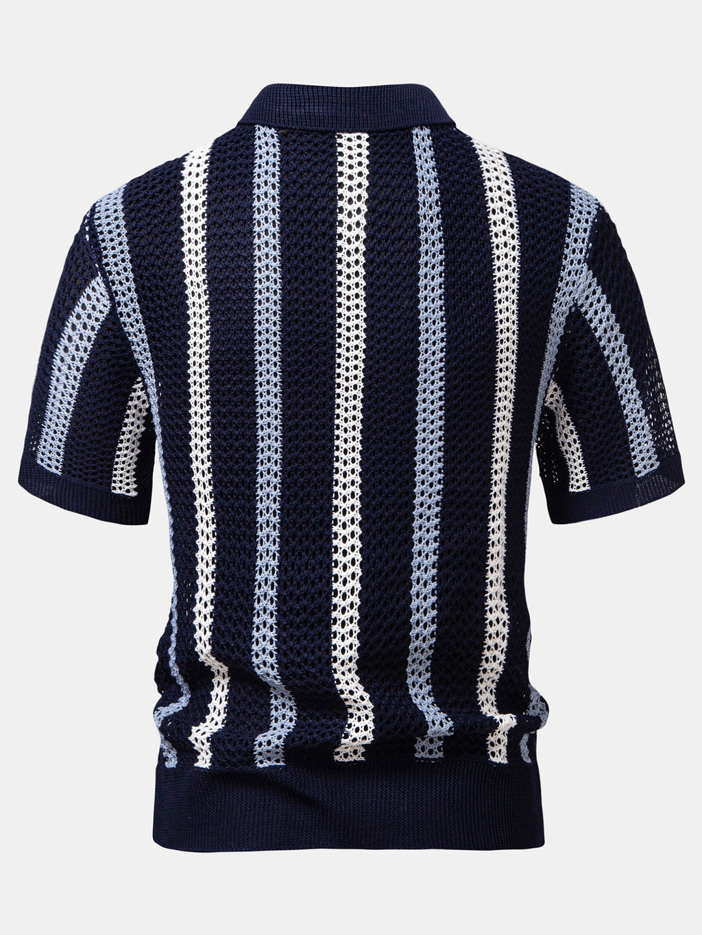 Gestreiftes Polo mit V-Ausschnitt und Gekreppten Shorts mit Kordelzug – 5 Zoll