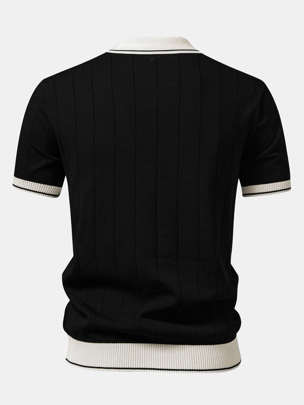 Rippstrick-Polo mit Johnny-Kragen und kontrastierenden Akzenten & figurbetonter tapered Hose