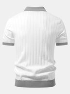 Kontrastbiesen Polo mit Johnny-Kragen & Slim Fit Tapered Hose