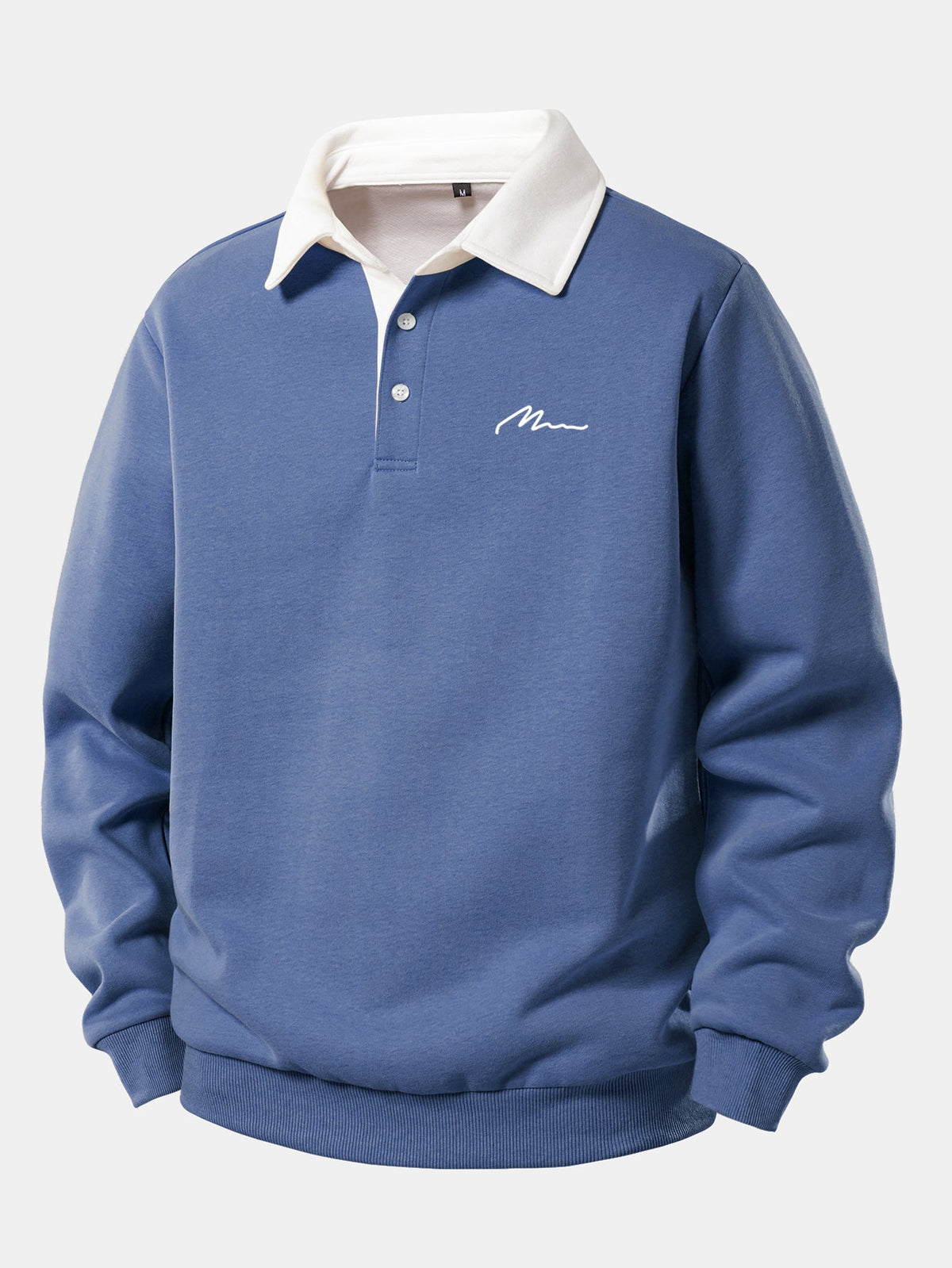 Herren Sweatshirt mit Kontrast-Polo-Kragen und Print