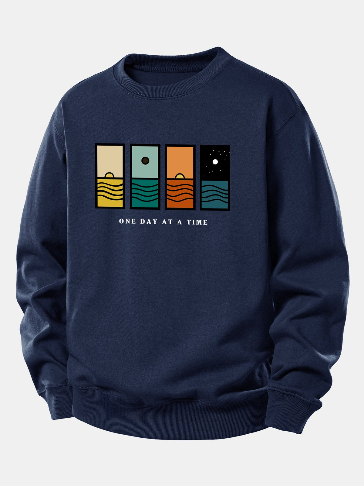 Relaxed-Fit Sweatshirt with 'One Day At A Time' Print