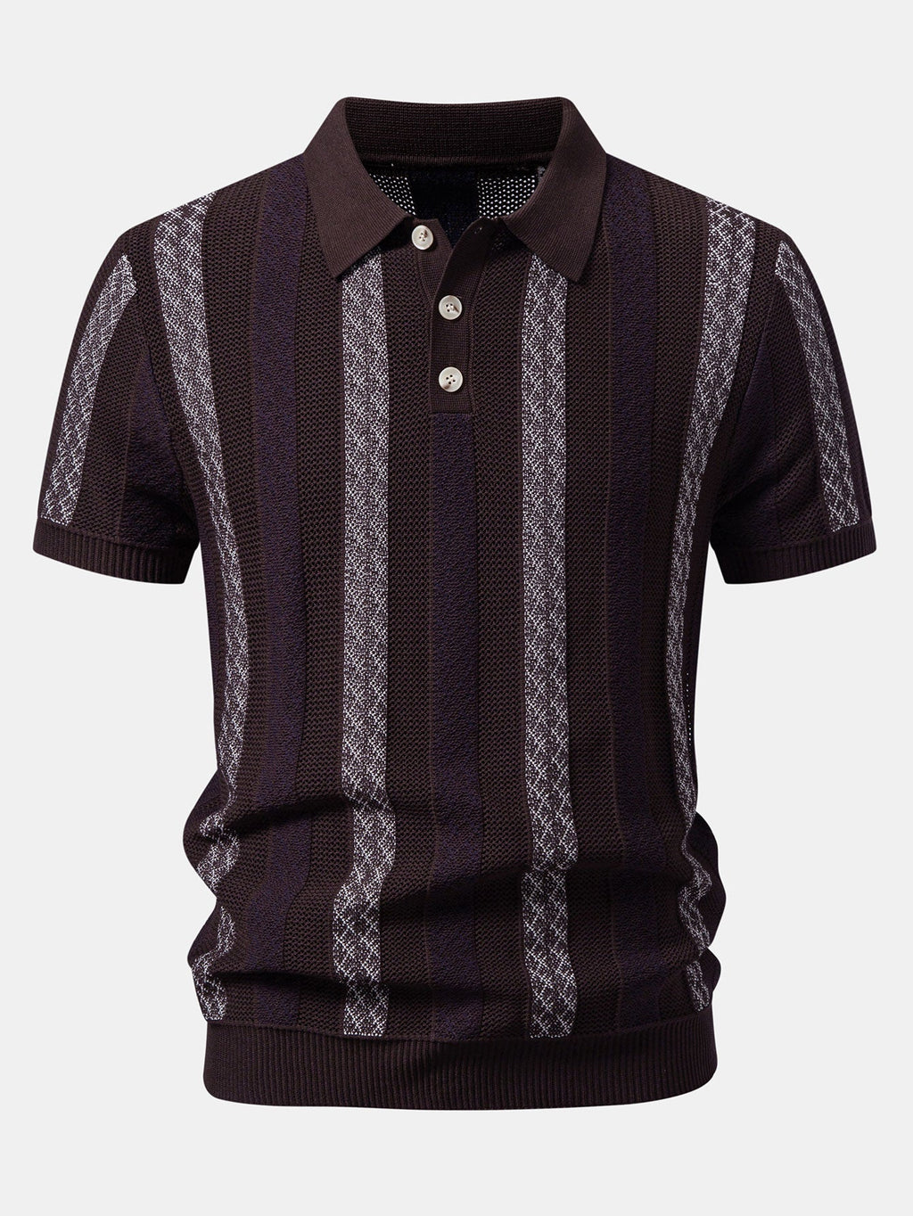 Gestreiftes strukturiertes Strick-Polo mit Slim Fit tapered Hose