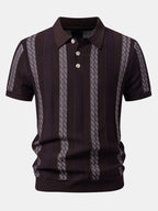 Gestreiftes strukturiertes Strick-Polo mit Slim Fit tapered Hose