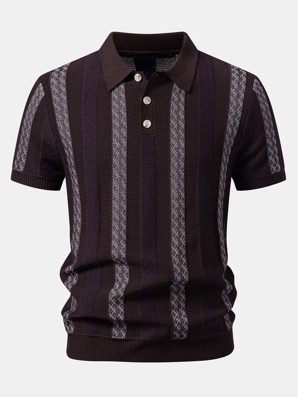 Gestreiftes strukturiertes Strick-Polo mit Slim Fit tapered Hose