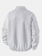 Bequemes Waffel-Polo Sweatshirt mit V-Ausschnitt
