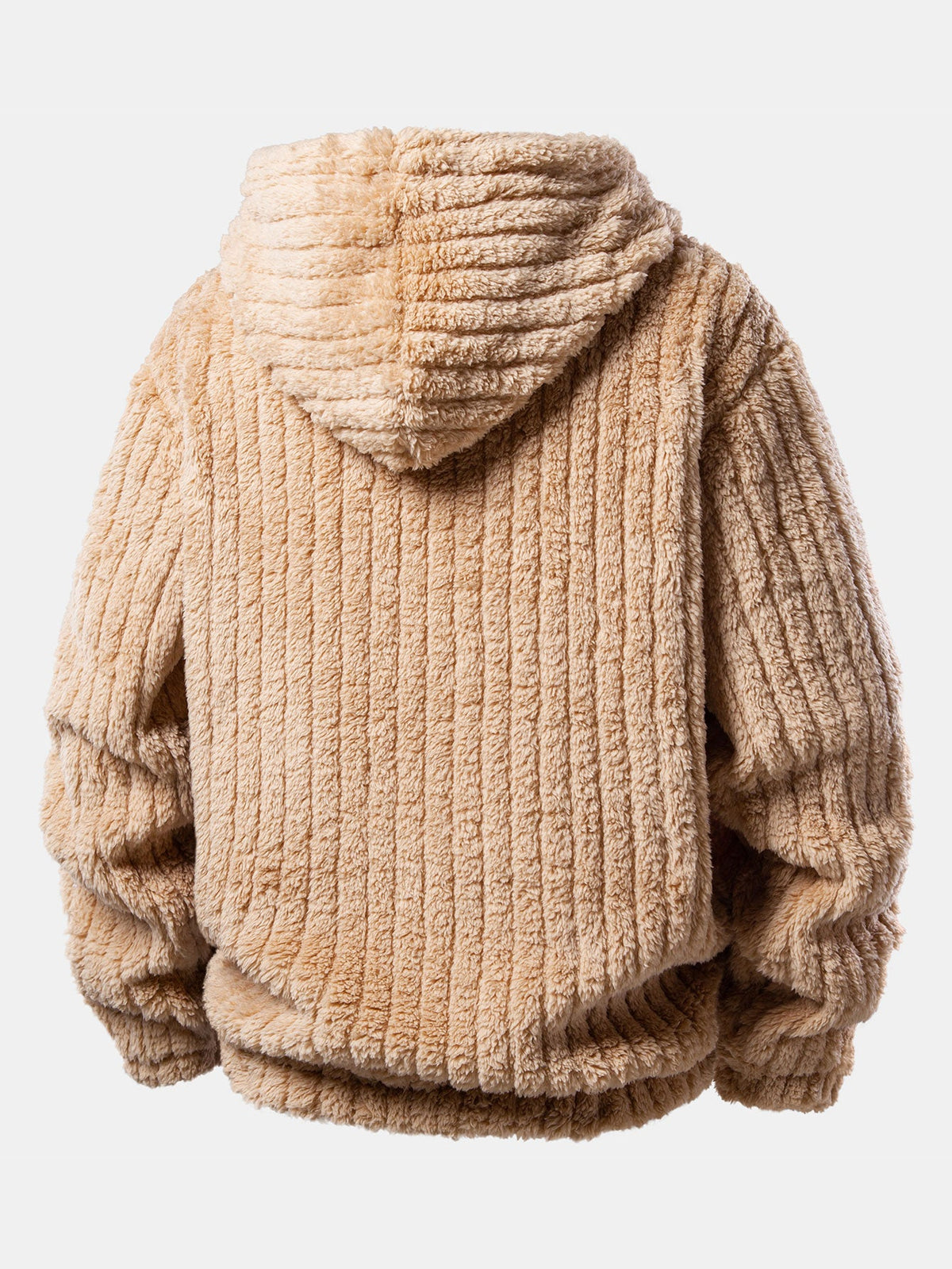 Gestreifter Hoodie mit Kängurutaschen aus Teddy-Fleece