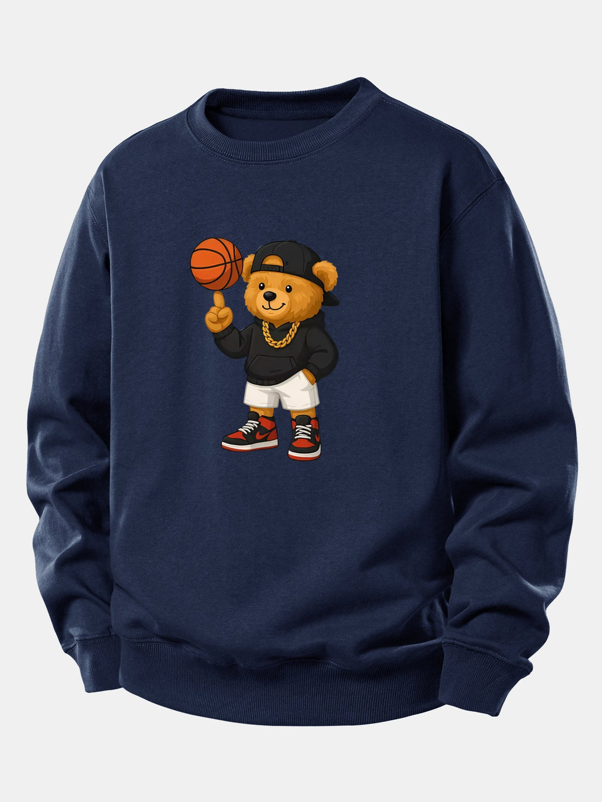 Bequemes Sweatshirt mit Basketball-Bären-Motiv