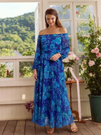 Aspen | Floral Maxi Dress with Off-Shoulder Design