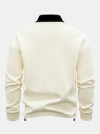Kontraststreifen-Polo-Kragen-Sweatshirt
