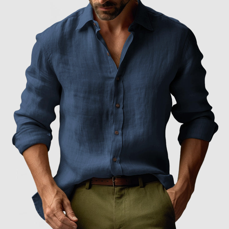 Nestore | Herren Vintage Leinenhemd mit langen Ärmeln
