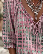 Lena | Blouse with Polka Dot Pattern and Lace-Up Detail