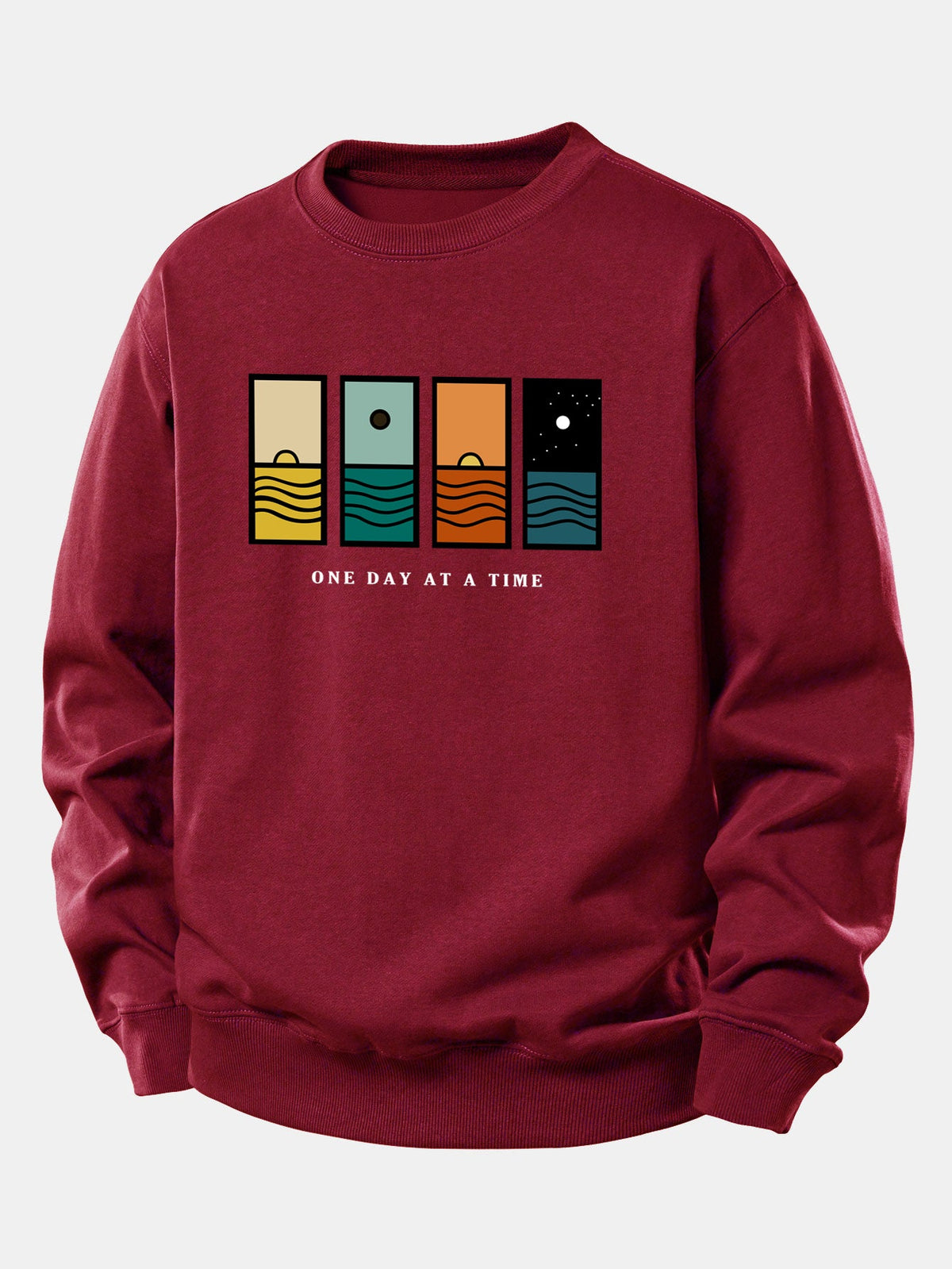 Relaxed-Fit Sweatshirt with 'One Day At A Time' Print