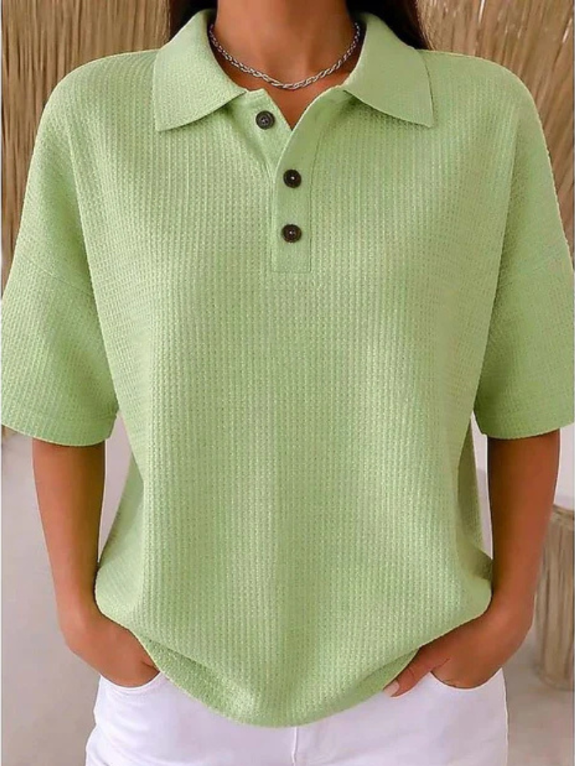 Gisela | Komfortable Waffel-Polo-Bluse
