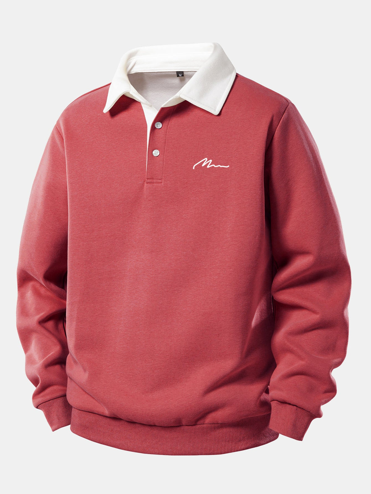 Herren Sweatshirt mit Kontrast-Polo-Kragen und Print