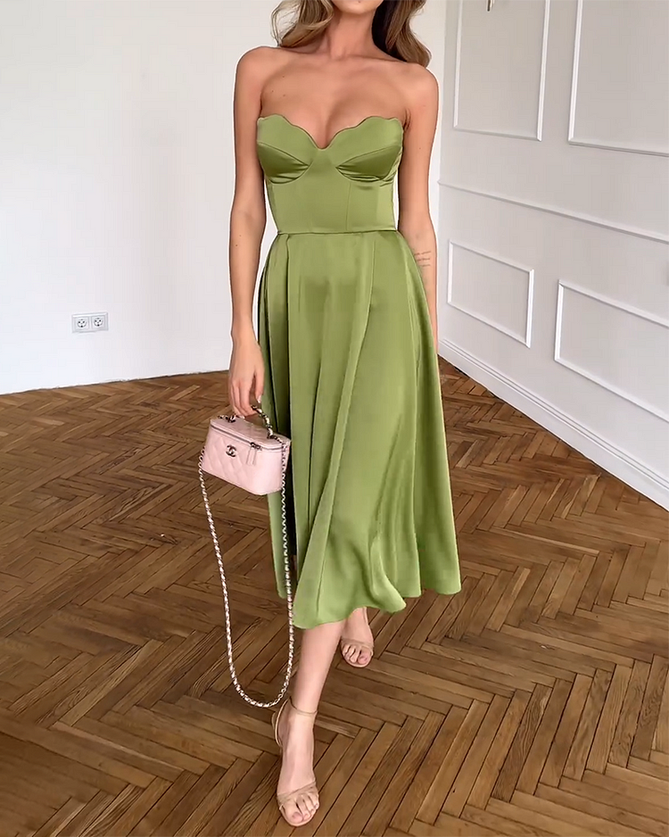 Liora | Stilvolles Trägerloses Midi-Kleid