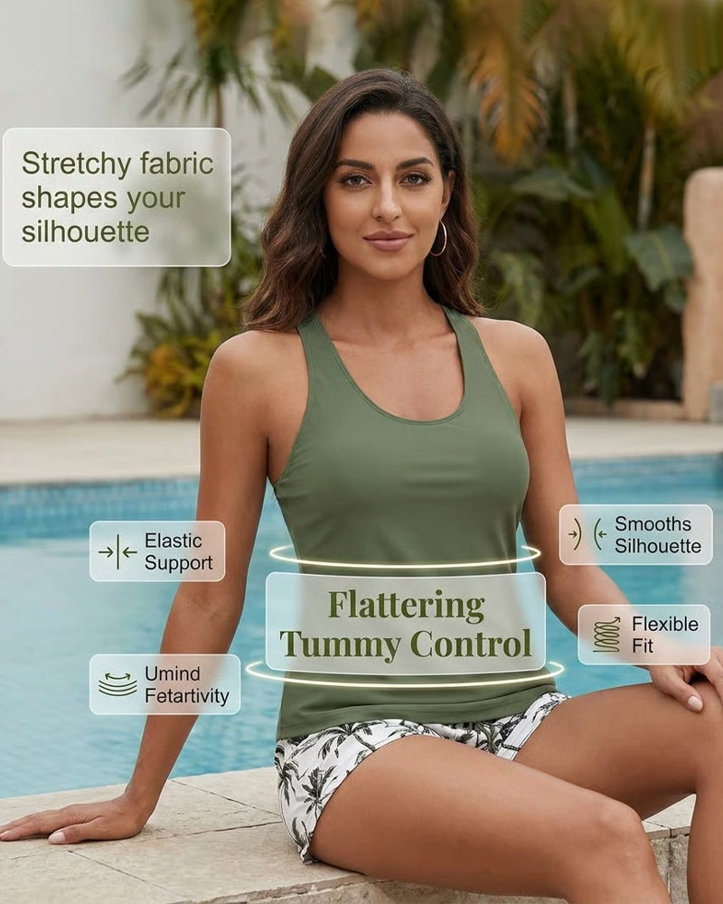 Crisscross Ärmelloses Top mit Bedeckung + Bedruckte Hose mit Kordeldruck