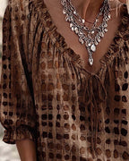 Lena | Blouse with Polka Dot Pattern and Lace-Up Detail