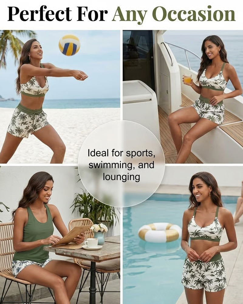 Crisscross Ärmelloses Top mit Bedeckung + Bedruckte Hose mit Kordeldruck