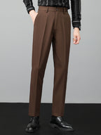 Kontrastreiches Strukturiertes Johnny-Kragen Polo mit Slim Fit Tapered Hose
