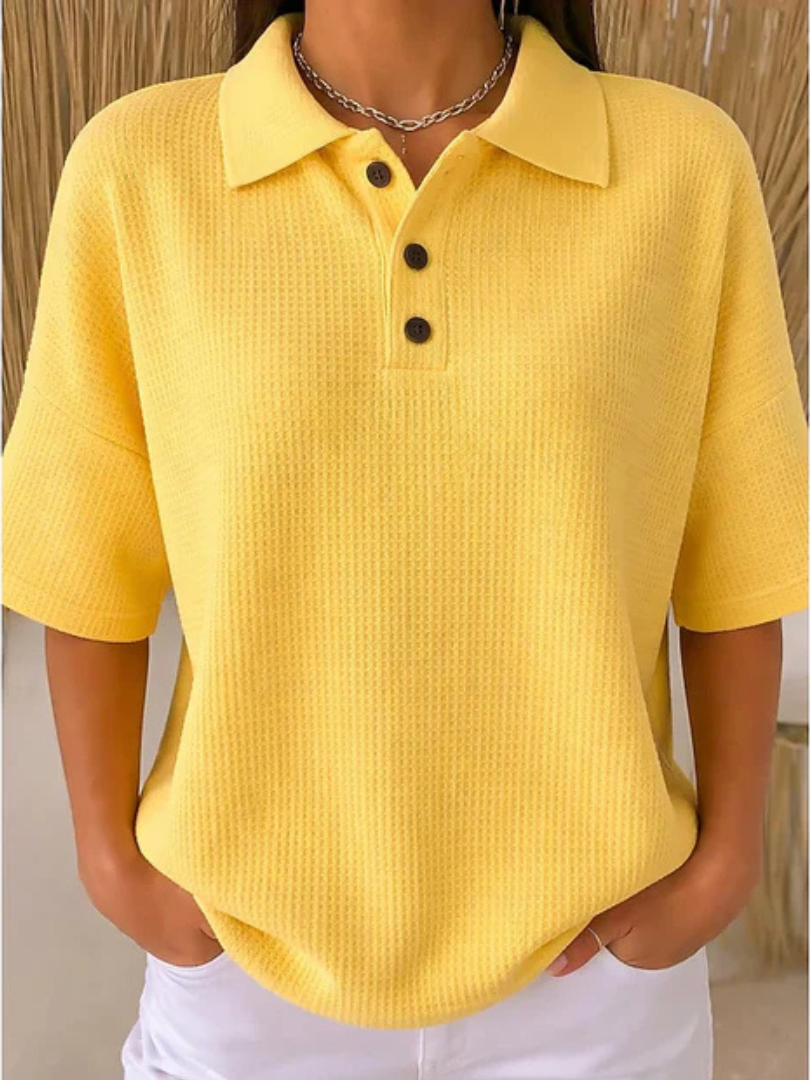 Gisela | Komfortable Waffle Polo Bluse