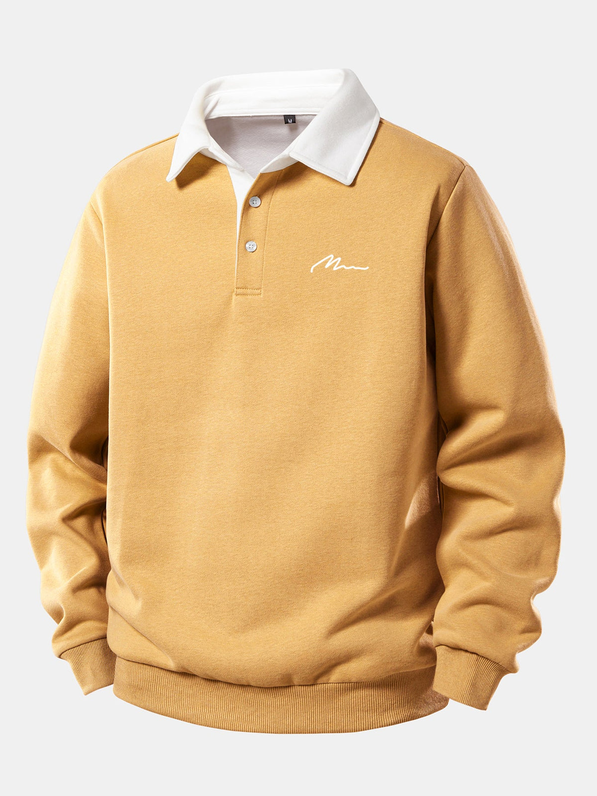 Herren Sweatshirt mit Kontrast-Polo-Kragen und Print