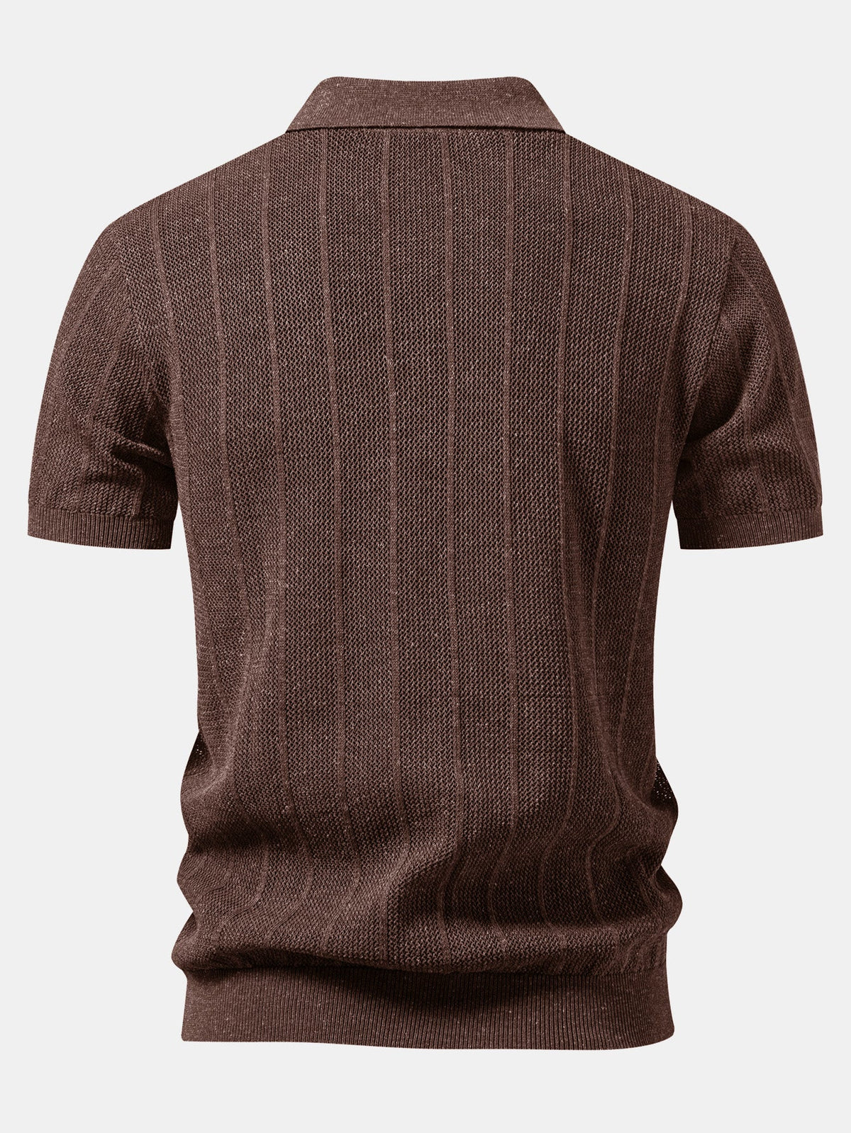 Gestreiftes Leinen-Polo mit offenem Strick und gerade geschnittene Leinenhose