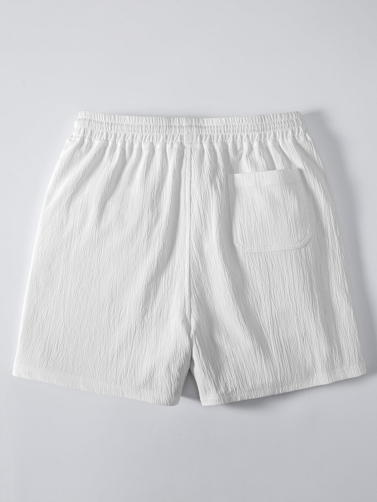 Entspanntes Fit Gehäkeltes V-Ausschnitt Polo mit Kurzen Hosen und Knittertextur, 5" Kordelzug