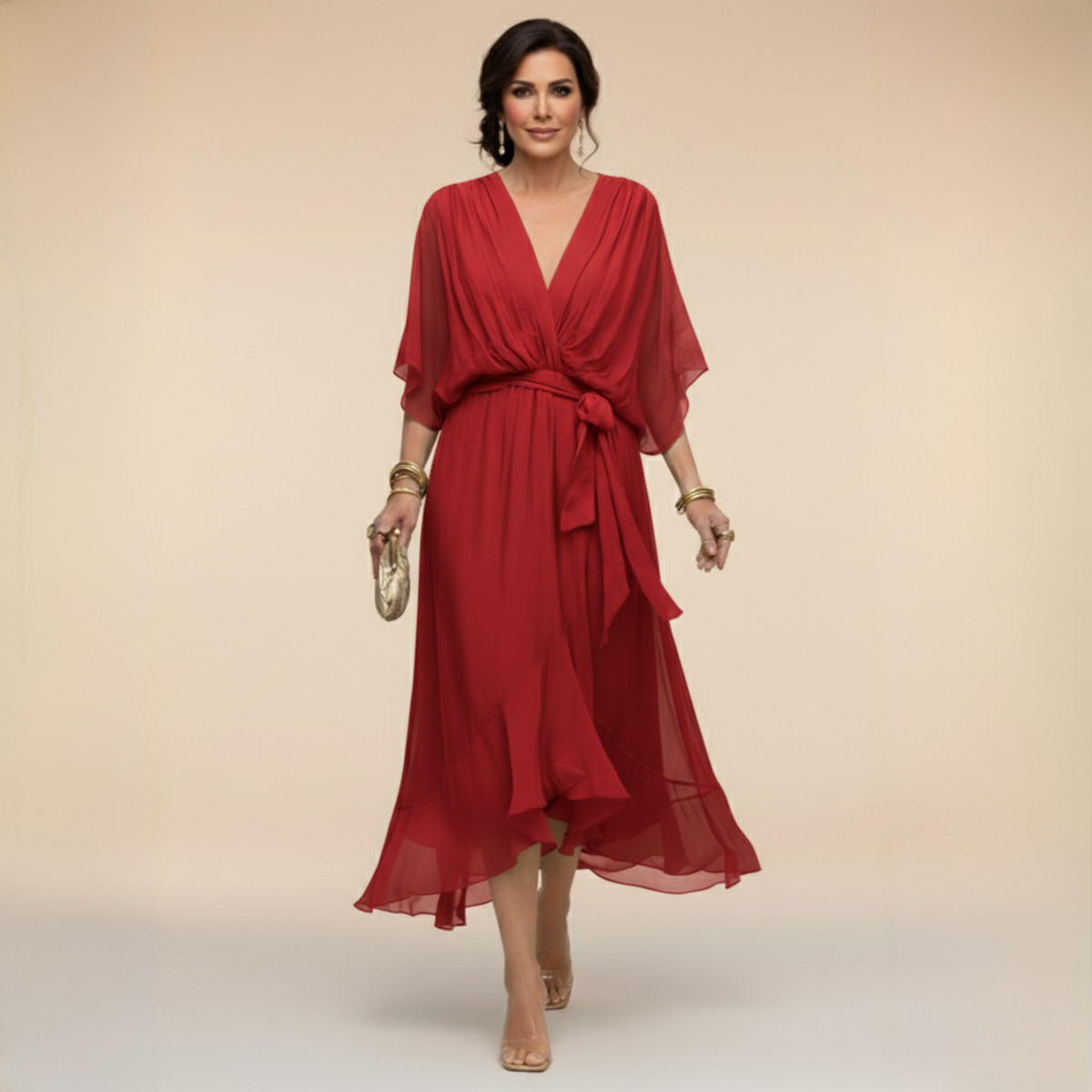 Sfumato | V-Neck Chiffon Dress