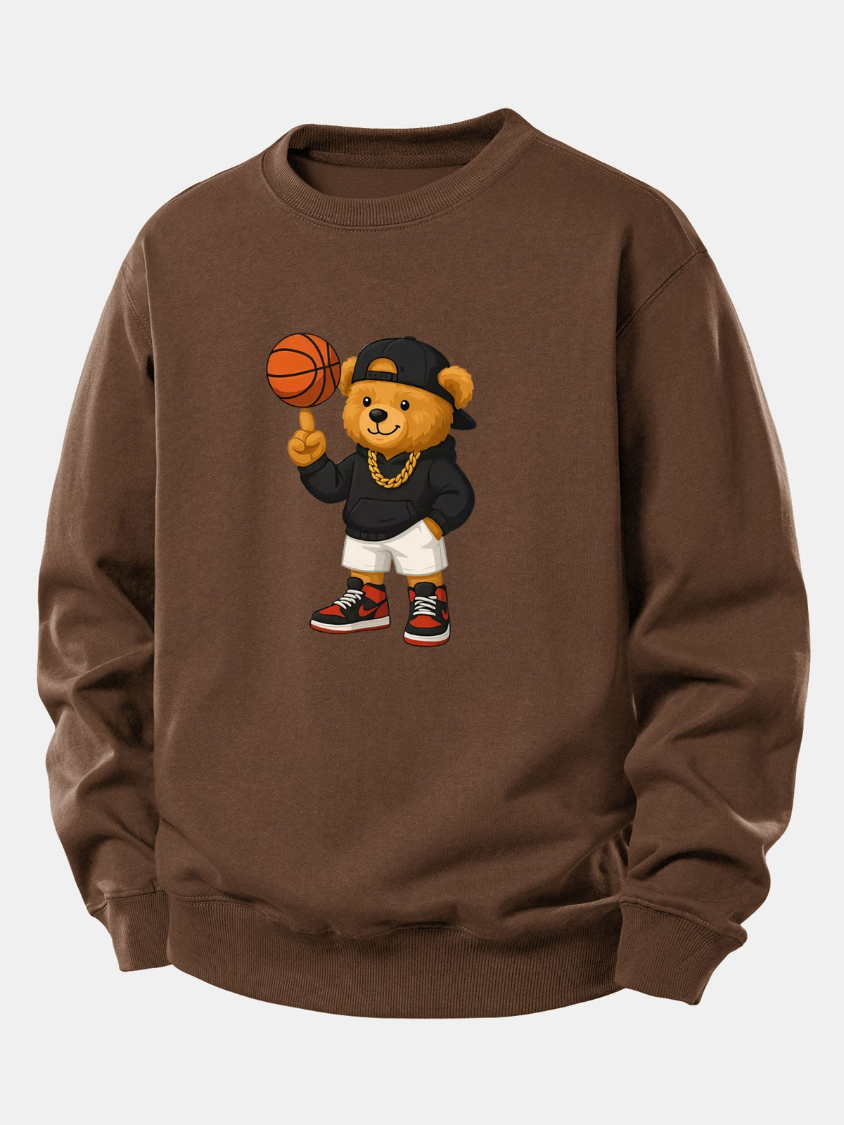 Bequemes Sweatshirt mit Basketball-Bären-Motiv