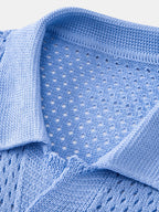 Offenes Strickshirt & Kurze Hose mit Kräuselstruktur und 5-Zoll-Kordelzug