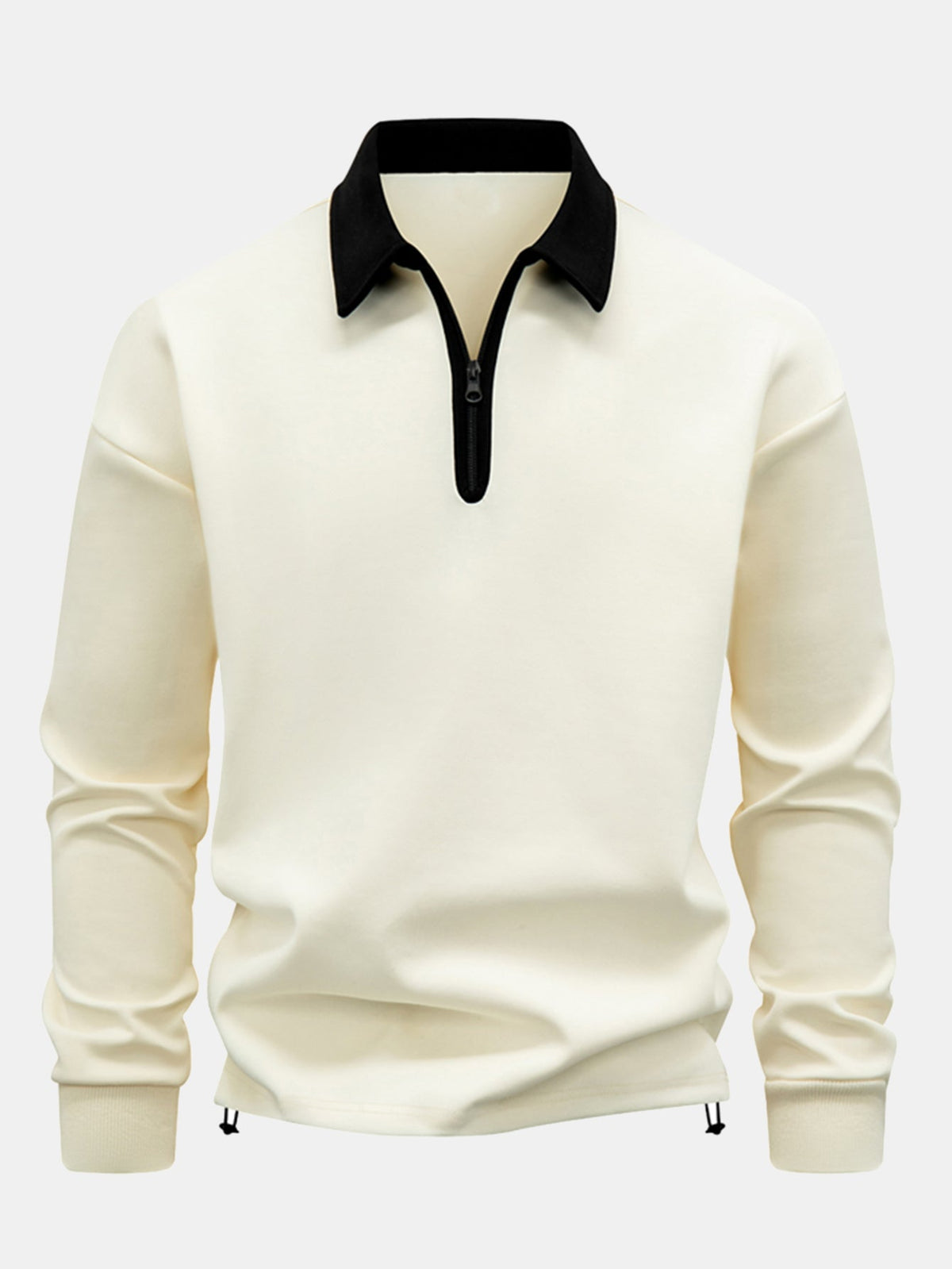 Kontraststreifen-Polo-Kragen-Sweatshirt