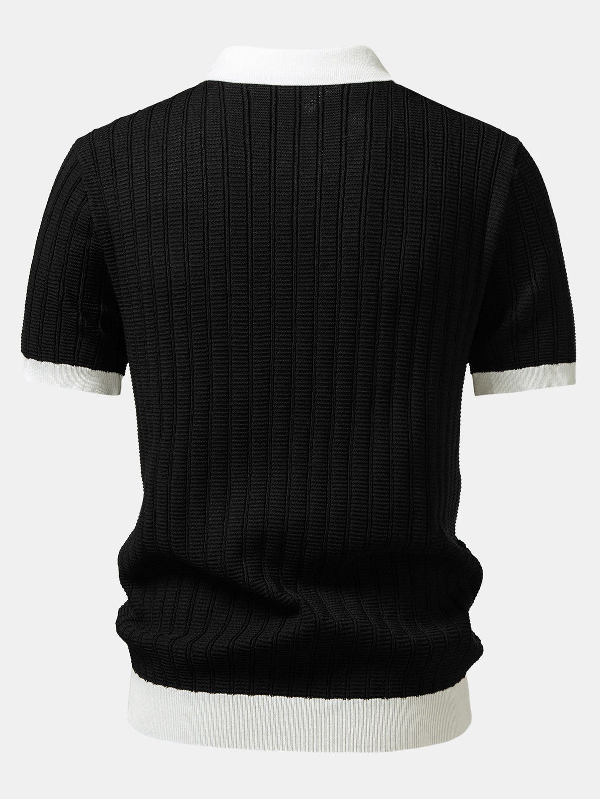 Kontrastreiches Strukturiertes Johnny-Kragen Polo mit Slim Fit Tapered Hose