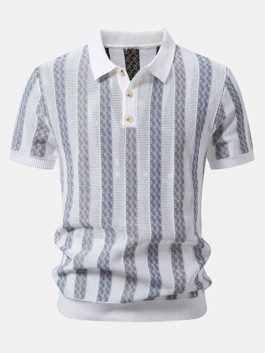 Gestreiftes strukturiertes Strick-Polo mit Slim Fit tapered Hose