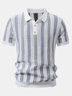 Gestreiftes strukturiertes Strick-Polo mit Slim Fit tapered Hose