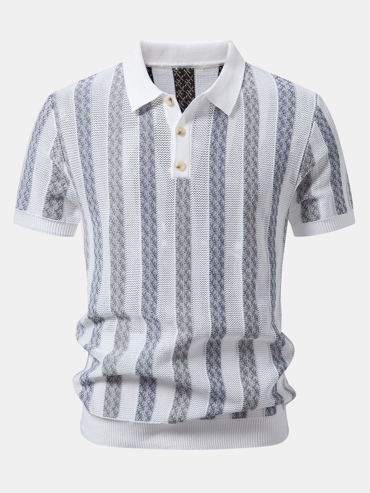 Gestreiftes strukturiertes Strick-Polo mit Slim Fit tapered Hose